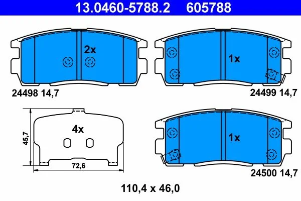 Conjunto de pastilhas de travão de disco ATE 13.0460-5788.2