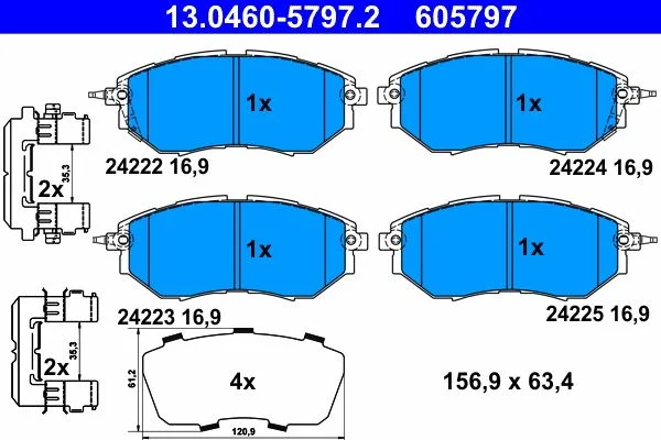 Conjunto de pastilhas de travão de disco ATE 13.0460-5797.2