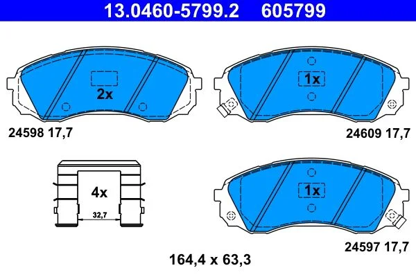 Conjunto de pastilhas de travão de disco ATE 13.0460-5799.2