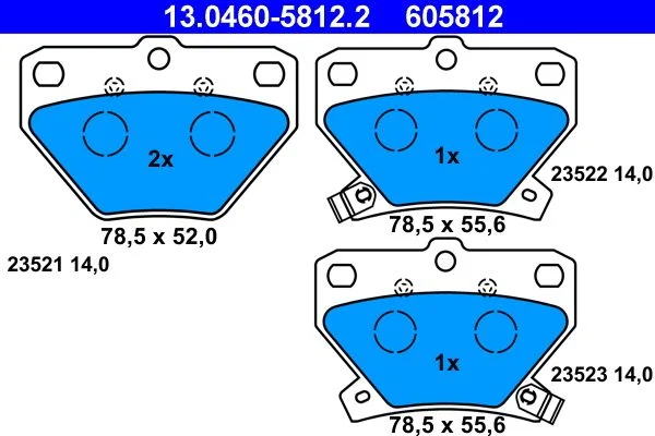 Conjunto de pastilhas de travão de disco ATE 13.0460-5812.2