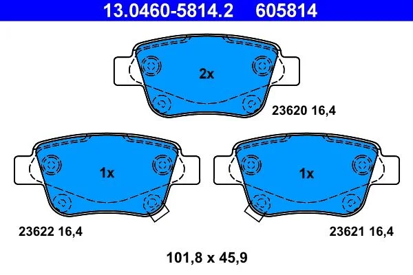 Conjunto de pastilhas de travão de disco ATE 13.0460-5814.2