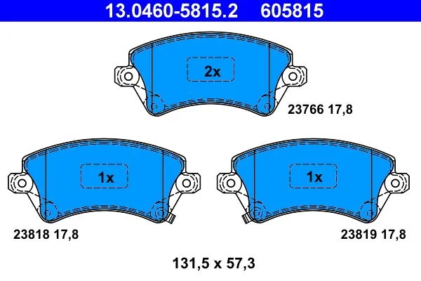 Conjunto de pastilhas de travão de disco ATE 13.0460-5815.2