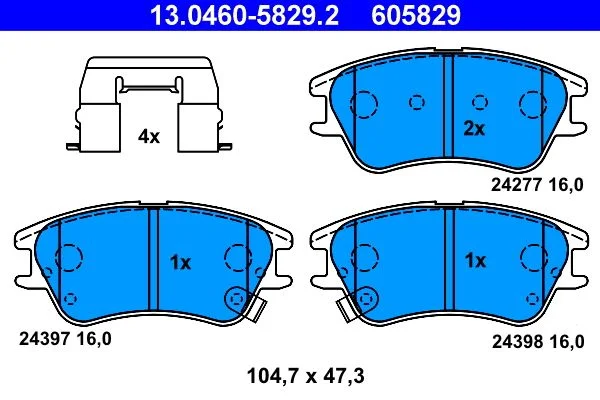 Conjunto de pastilhas de travão de disco ATE 13.0460-5829.2