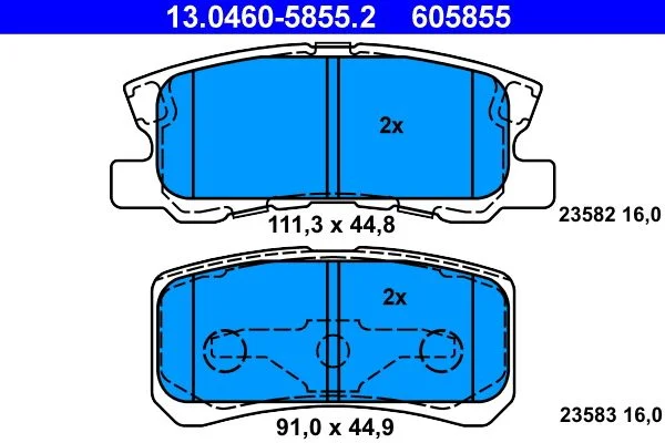 Conjunto de pastilhas de travão de disco ATE 13.0460-5855.2