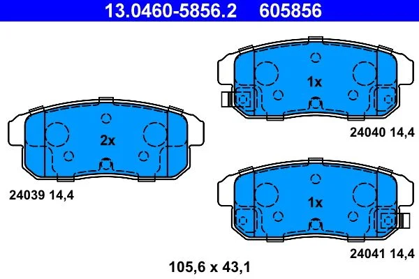 Conjunto de pastilhas de travão de disco ATE 13.0460-5856.2