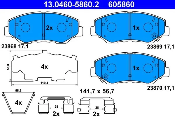 Brake Pad Set, disc brake ATE 13.0460-5860.2