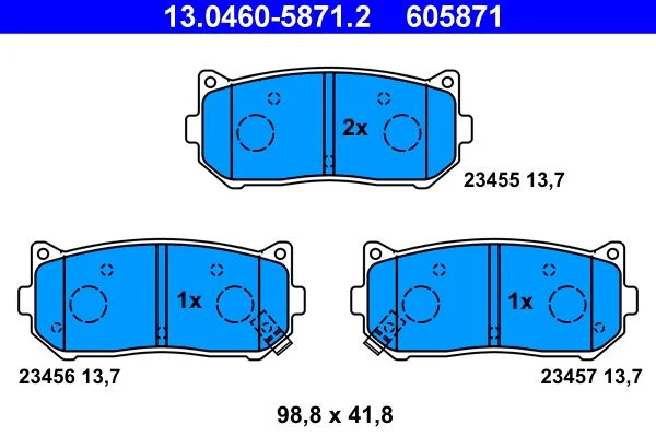 Conjunto de pastilhas de travão de disco ATE 13.0460-5871.2