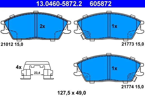 Conjunto de pastilhas de travão de disco ATE 13.0460-5872.2