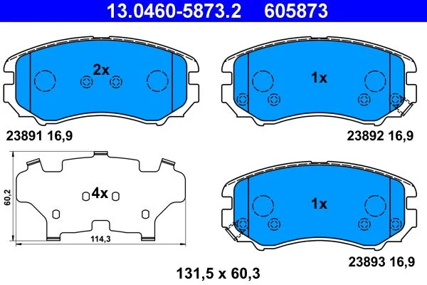 Conjunto de pastilhas de travão de disco ATE 13.0460-5873.2