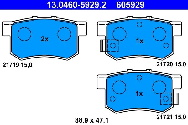 Conjunto de pastilhas de travão de disco ATE 13.0460-5929.2