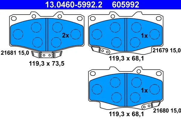 Conjunto de pastilhas de travão de disco ATE 13.0460-5992.2