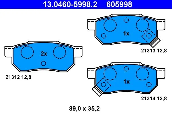 Conjunto de pastilhas de travão de disco ATE 13.0460-5998.2