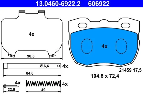 Conjunto de pastilhas de travão de disco ATE 13.0460-6922.2