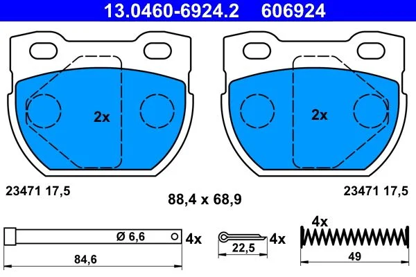Conjunto de pastilhas de travão de disco ATE 13.0460-6924.2