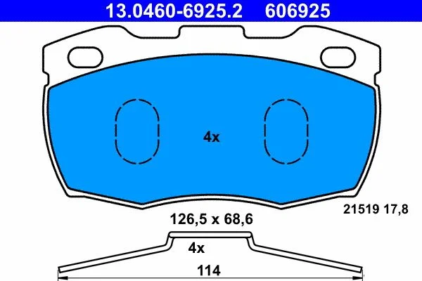 Conjunto de pastilhas de travão de disco ATE 13.0460-6925.2