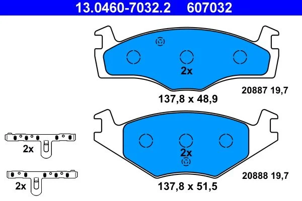 Conjunto de pastilhas de travão de disco ATE 13.0460-7032.2