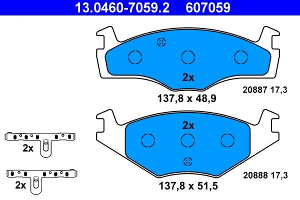 Conjunto de pastilhas de travão de disco ATE 13.0460-7059.2