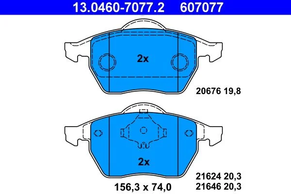 Conjunto de pastilhas de travão de disco ATE 13.0460-7077.2