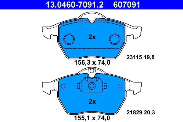 Conjunto de pastilhas de travão de disco ATE 13.0460-7091.2