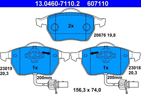 Conjunto de pastilhas de travão de disco ATE 13.0460-7110.2