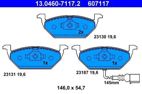 Brake Pad Set, disc brake ATE 13.0460-7117.2