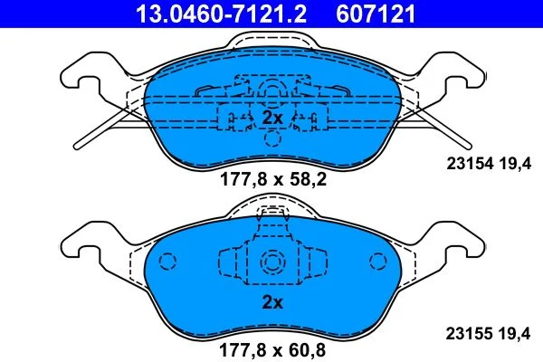Conjunto de pastilhas de travão de disco ATE 13.0460-7121.2