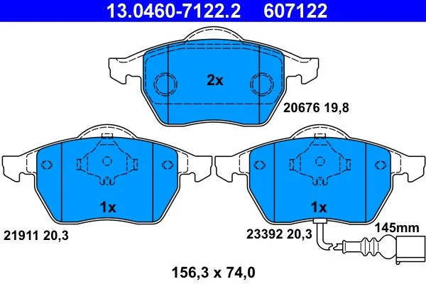 Brake Pad Set, disc brake ATE 13.0460-7122.2