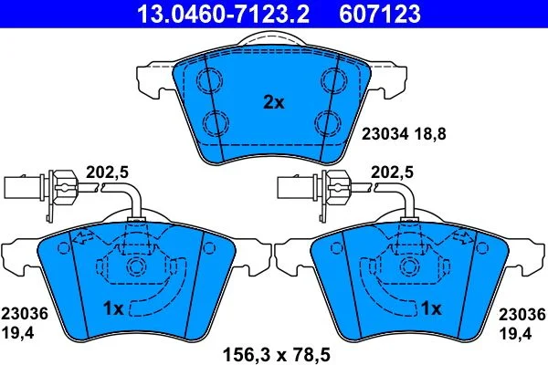Conjunto de pastilhas de travão de disco ATE 13.0460-7123.2