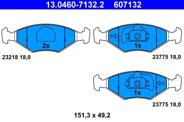 Conjunto de pastilhas de travão de disco ATE 13.0460-7132.2