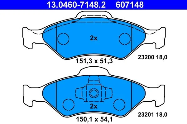 Conjunto de pastilhas de travão de disco ATE 13.0460-7148.2