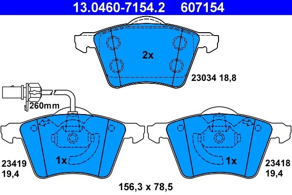 Conjunto de pastilhas de travão de disco ATE 13.0460-7154.2