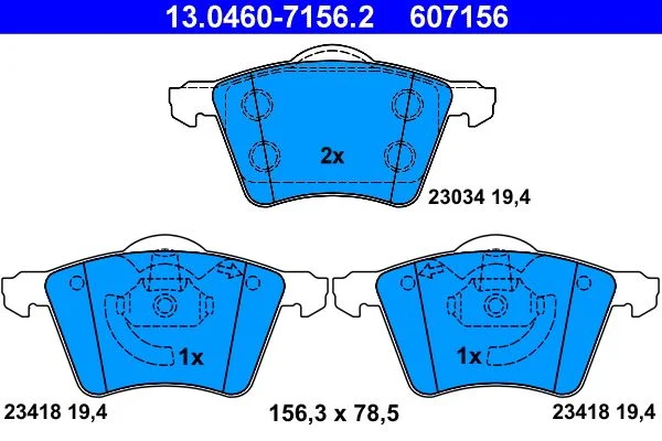 Conjunto de pastilhas de travão de disco ATE 13.0460-7156.2