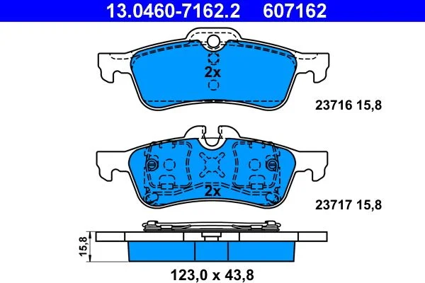 Conjunto de pastilhas de travão de disco ATE 13.0460-7162.2