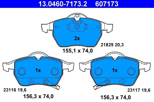 Conjunto de pastilhas de travão de disco ATE 13.0460-7173.2