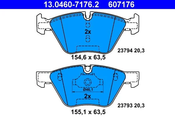 Brake Pad Set, disc brake ATE 13.0460-7176.2