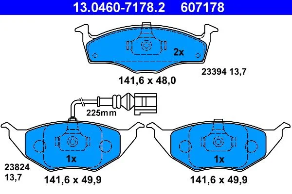 Brake Pad Set, disc brake ATE 13.0460-7178.2