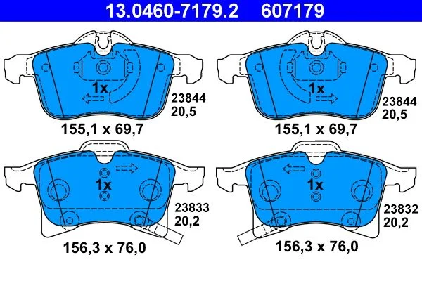 Conjunto de pastilhas de travão de disco ATE 13.0460-7179.2