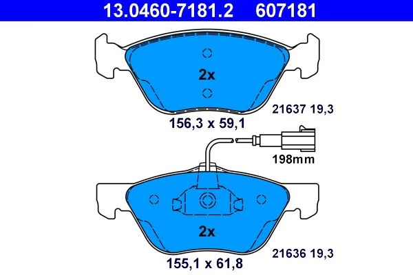 Conjunto de pastilhas de travão de disco ATE 13.0460-7181.2