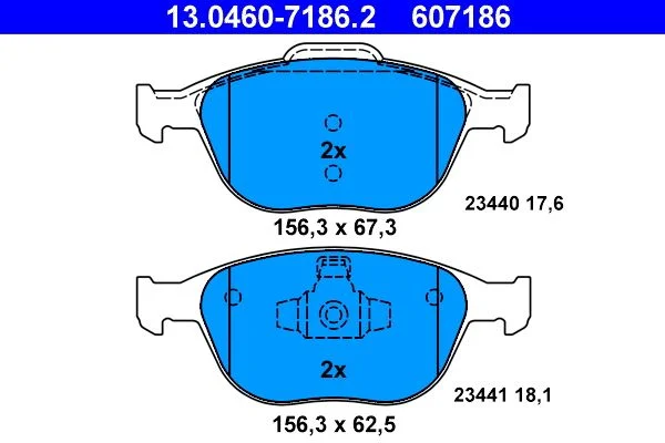 Conjunto de pastilhas de travão de disco ATE 13.0460-7186.2