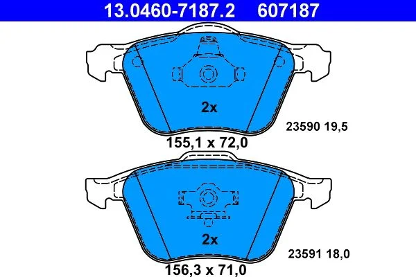 Conjunto de pastilhas de travão de disco ATE 13.0460-7187.2