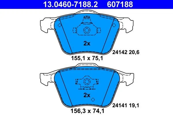 Conjunto de pastilhas de travão de disco ATE 13.0460-7188.2