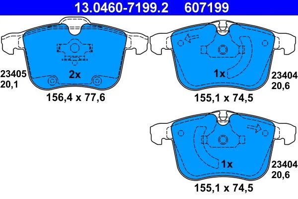 Conjunto de pastilhas de travão de disco ATE 13.0460-7199.2