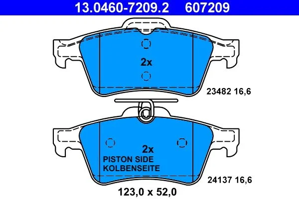 Brake Pad Set, disc brake ATE 13.0460-7209.2