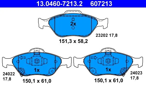 Brake Pad Set, disc brake ATE 13.0460-7213.2