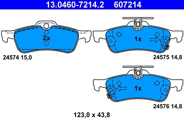 Brake Pad Set, disc brake ATE 13.0460-7214.2