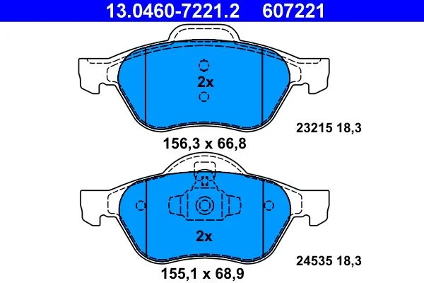 Conjunto de pastilhas de travão de disco ATE 13.0460-7221.2