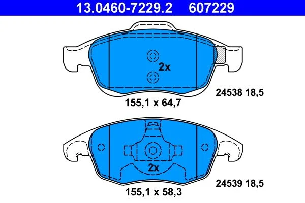 Conjunto de pastilhas de travão de disco ATE 13.0460-7229.2