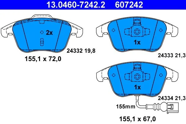 Brake Pad Set, disc brake ATE 13.0460-7242.2