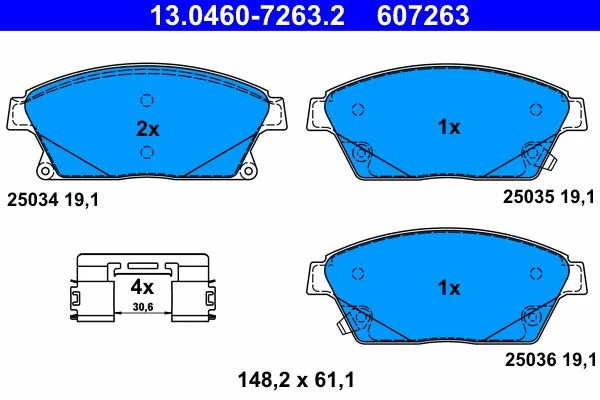 Conjunto de pastilhas de travão de disco ATE 13.0460-7263.2