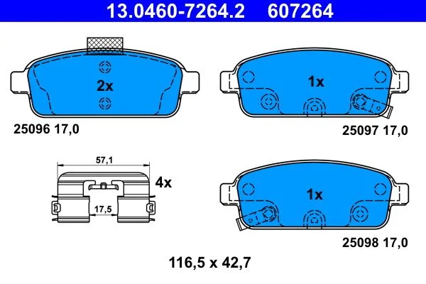 Brake Pad Set, disc brake ATE 13.0460-7264.2